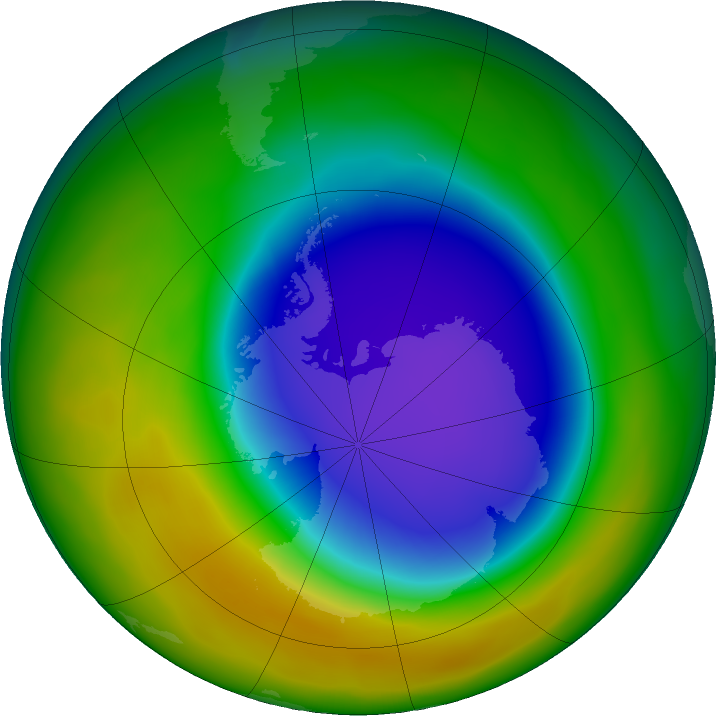 Antarctic ozone map for October 2024